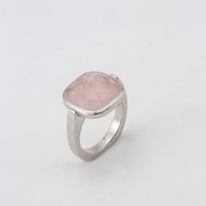 Bague "Carré de Quartz rose"