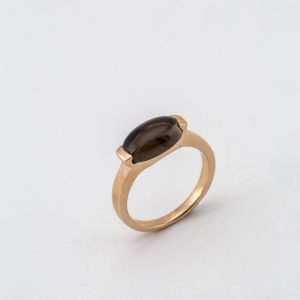 Bague "Navette de Quartz fumé"
