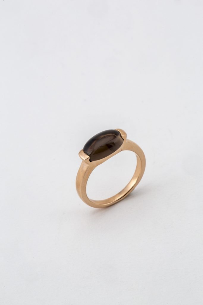 Bague "Navette de Quartz fumé"