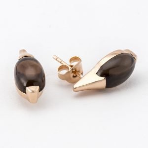 Boucles d'oreilles navette avec Quartz fumé
